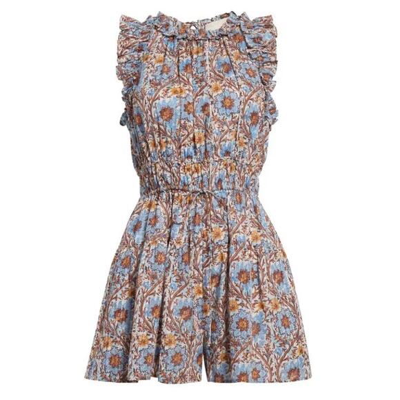 Ulla Johnson Orla Floral Romper in Caspia - Picture 8 of 16
